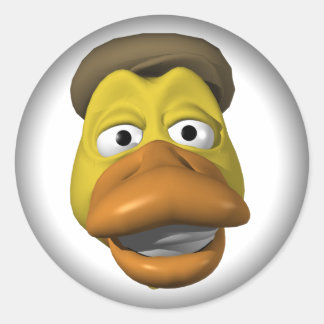 Yellow duck face face classic round sticker