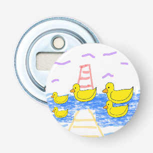 Yellow Duck Family Lighthouse Yellow Pier  Bottle Opener
