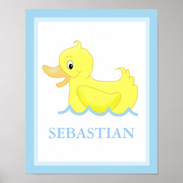 Yellow Duck Little Ducky Personalised Art Print (Front)