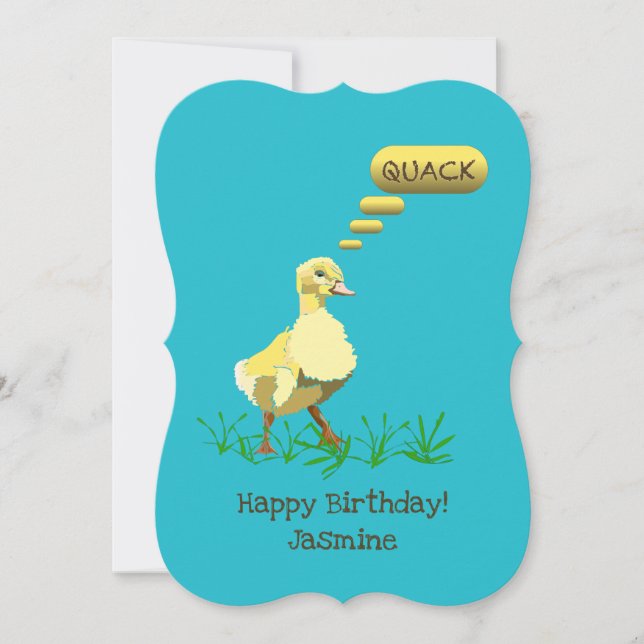 Yellow Duck Saying Quack Happy Birthday Card (Front)