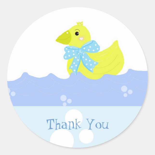 Yellow Duck Thank You Classic Round Sticker (Front)