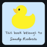Yellow duck - this book belongs to square sticker<br><div class="desc">Yellow Duck Baby Shower party. Matching items available.</div>