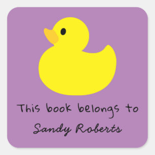 Yellow duck - this book belongs to square sticker