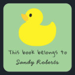 Yellow duck - this book belongs to square sticker<br><div class="desc">Yellow Duck Baby Shower party. Matching items available.</div>