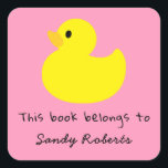 Yellow duck - this book belongs to square sticker<br><div class="desc">Yellow Duck Baby Shower party. Matching items available.</div>
