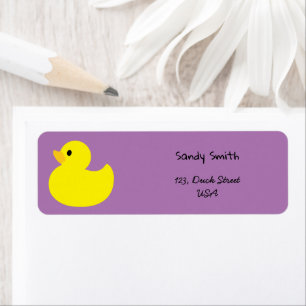 Yellow Duck, violet Color Return Address Label