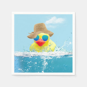 Yellow Duck with Sunglasses In Water Napkin