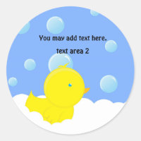 Yellow Duckie in Bubble Bath Baby Shower Sticker
