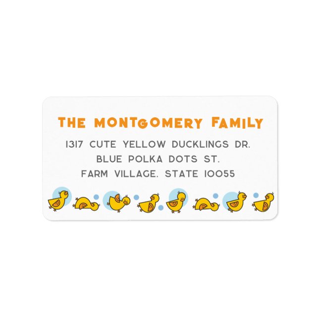 Yellow Duckies Blue Dots Boy Baby Shower Address Label (Front)
