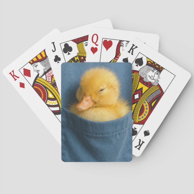 Yellow Duckling In a Blue T-shirt Pocket Playing Cards (Back)