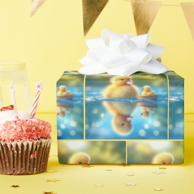Yellow Duckling In a Rowboat Wrapping Paper (Birthday Party)