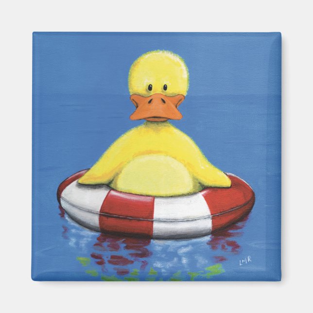 Yellow Duckling in an inflatable Ring Duck Magnet (Front)