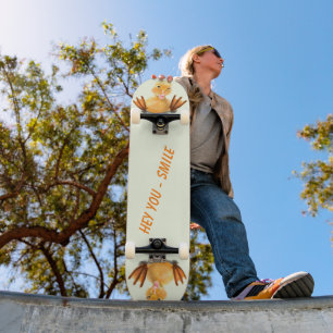 Yellow Duckling Playful Wink Skateboard Smile
