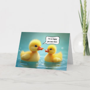 Yellow Duckling With Birthday Speech Bubble Card