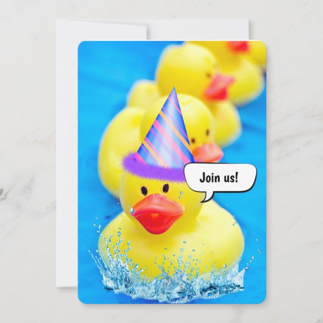 Yellow Ducks For Birthday Pool Party Invitation (Front)