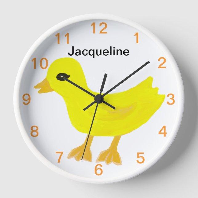 Yellow Ducky Name Wall Clock (Front)