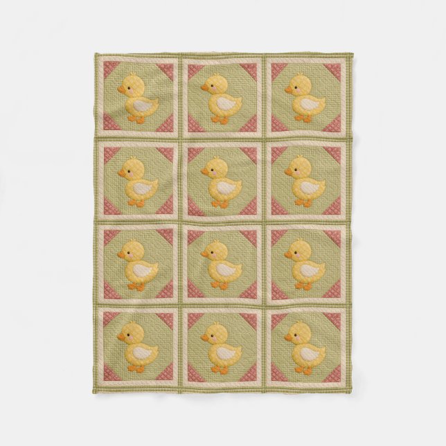 Yellow Ducky Quilt Fleece Blanket (Front)