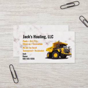 Yellow Dump Truck Business Card