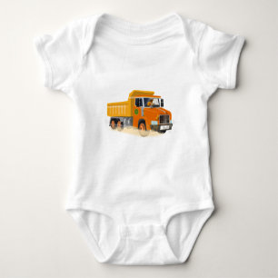 Yellow Dump Truck Cartoon for Kids Baby Bodysuit
