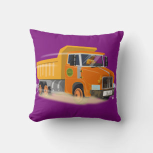 Yellow Dump Truck Cartoon for Kids Cushion