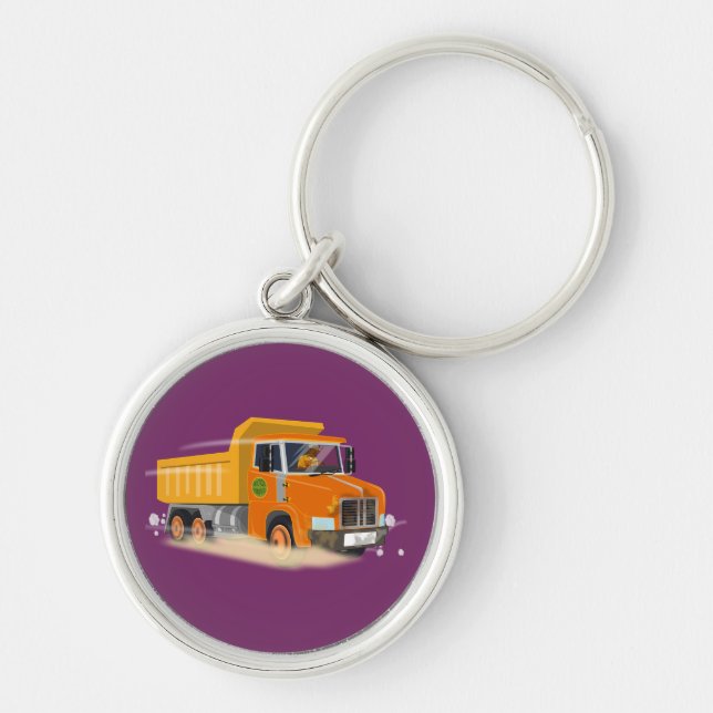 Yellow Dump Truck Cartoon for Kids Key Ring (Front)