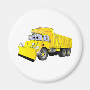 Yellow Dump Truck Cartoon Magnet