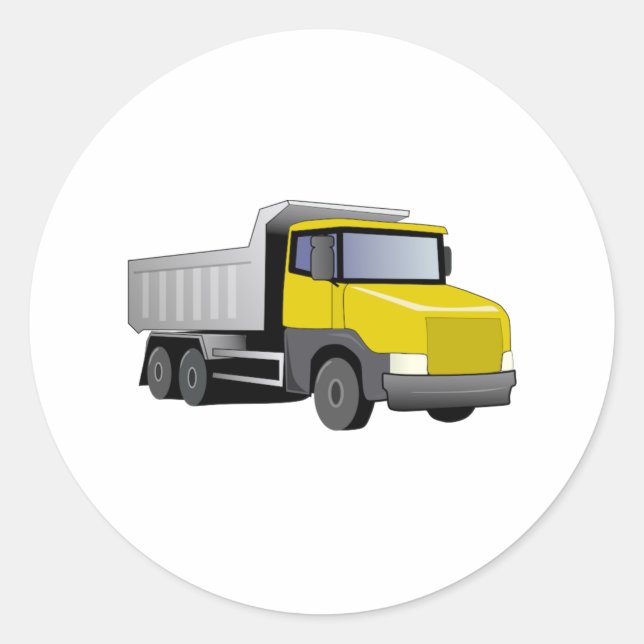 Yellow Dump Truck Classic Round Sticker (Front)