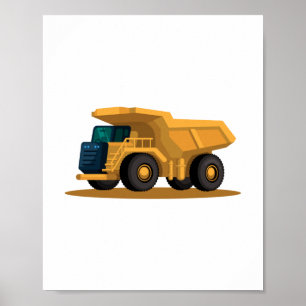 yellow Dump Truck Construction Vehicle Poster