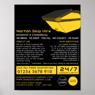 Yellow Dumpster, Skip/Dumpster Company Advertising Poster