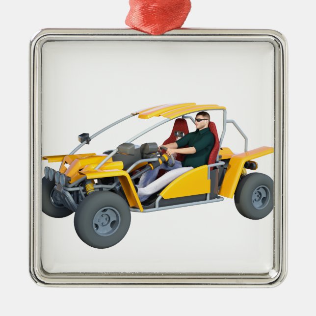 Yellow Dune Buggy Metal Ornament (Front)
