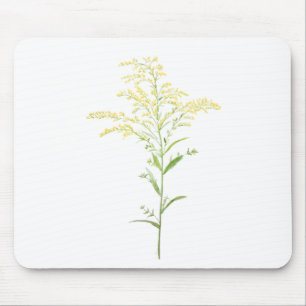 yellow early goldenrod watercolor painting mouse pad
