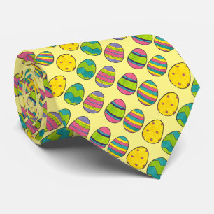 Yellow Easter Basket Egg Hunt Painted Eggs Tie