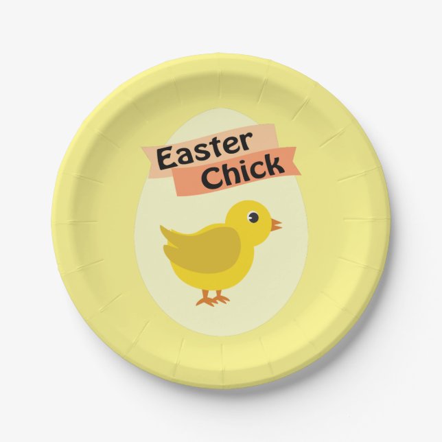 Yellow Easter Chick Paper Plate (Front)