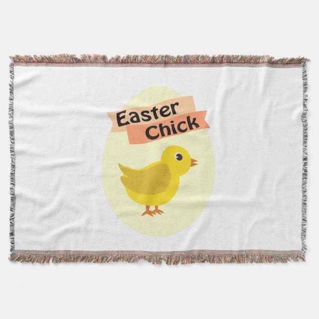 Yellow Easter Chick Throw Blanket (Front)