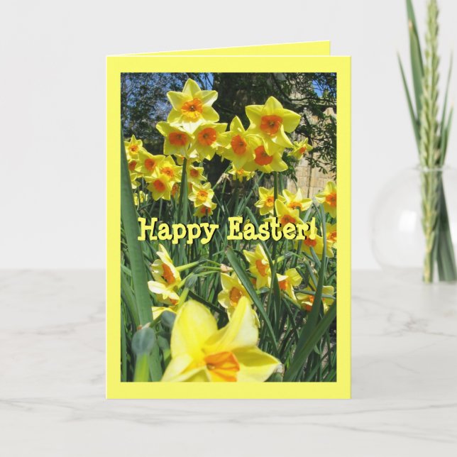 Yellow Easter Daffodil Field Custom Greeting Cards (Front)