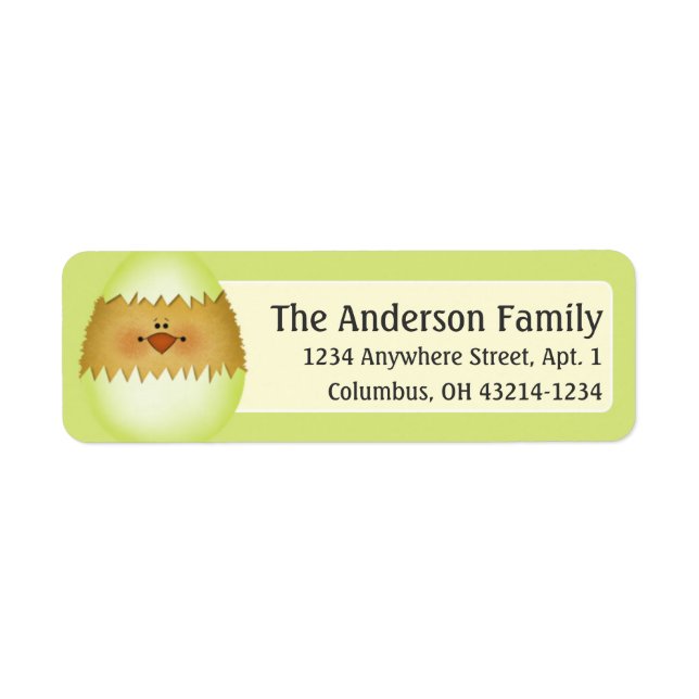 Yellow Easter Egg Chick Return Address Labels (Front)