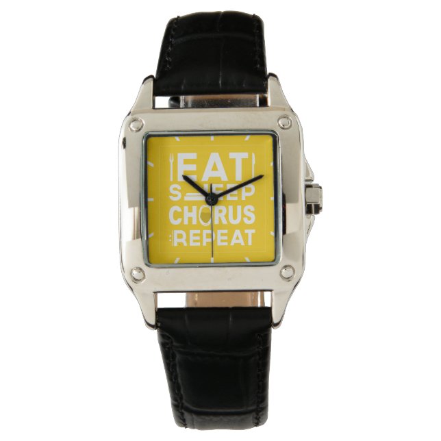 Yellow Eat Sleep Chorus Repeat Block Watch (Front)