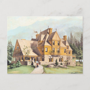 Yellow Elaborate Victorian Style Homes Postcard
