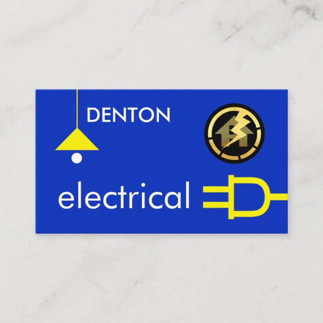 Yellow Electrical Lamp Plug Wiring Business Card (Front)