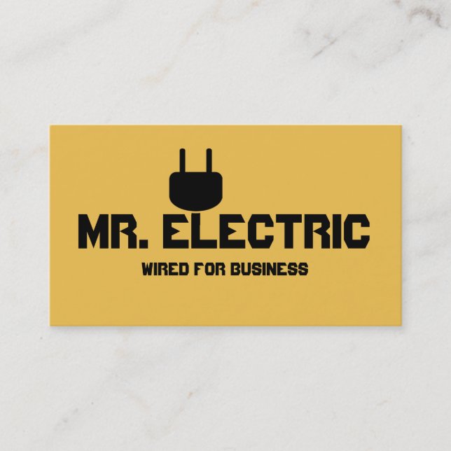 Yellow Electrician Electric Electricity Company Business Card (Front)