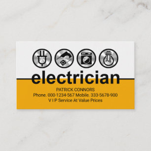 Yellow Electrician Signage Border Business Card