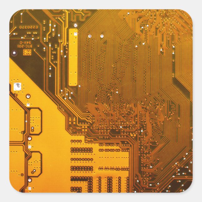 yellow electronic circuit board.JPG Square Sticker (Front)