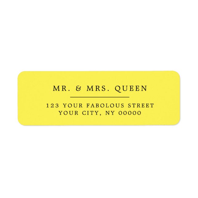 Yellow Elegant Classic Simple Return Address Label (Front)