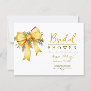 Yellow elegant coquette bridal shower invitation postcard
