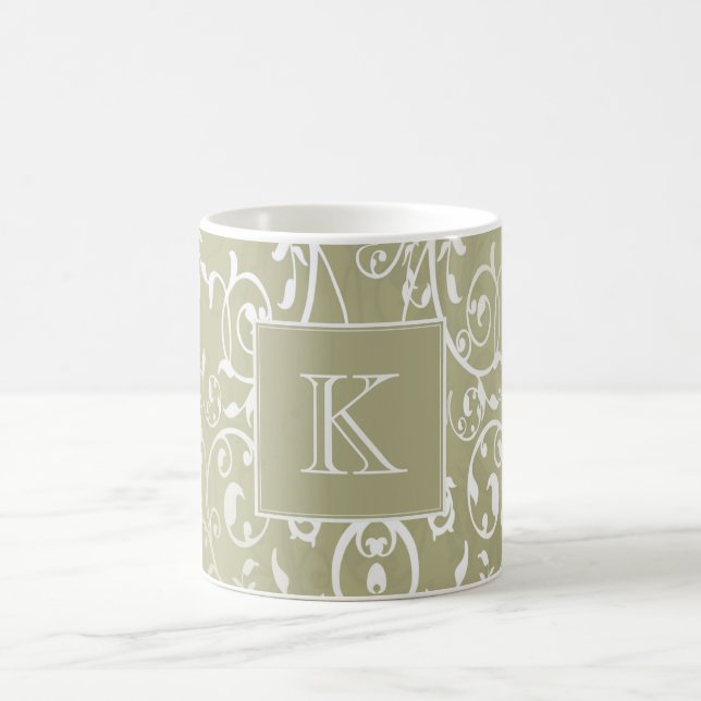 Yellow Elegant Flourish Monogram Mug (Center)