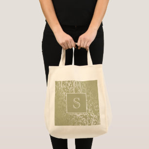 Yellow Elegant Flourish Monogram Tote Bag