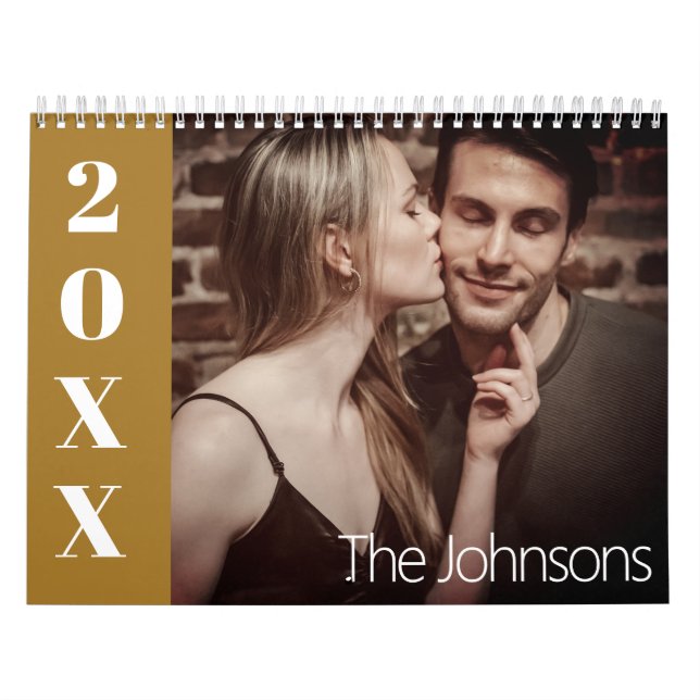 Yellow Elegant & Modern 2024 Family Custom Photo Calendar (Cover)