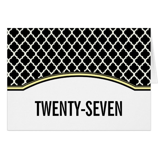 Yellow Elegant Quatrefoil Table Number Card (Front Horizontal)