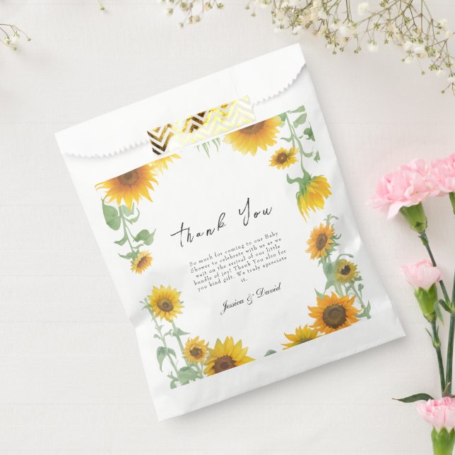 Yellow Elegant Sunflower Sunny Baby Shower Favour Bag (Sealed)