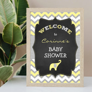 Yellow Elephant Baby Shower 8x10 Welcome Sign